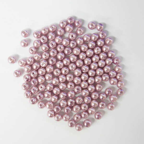 Glaswachsperlen 6 mm flieder, 60 Stück, ca. 15 g