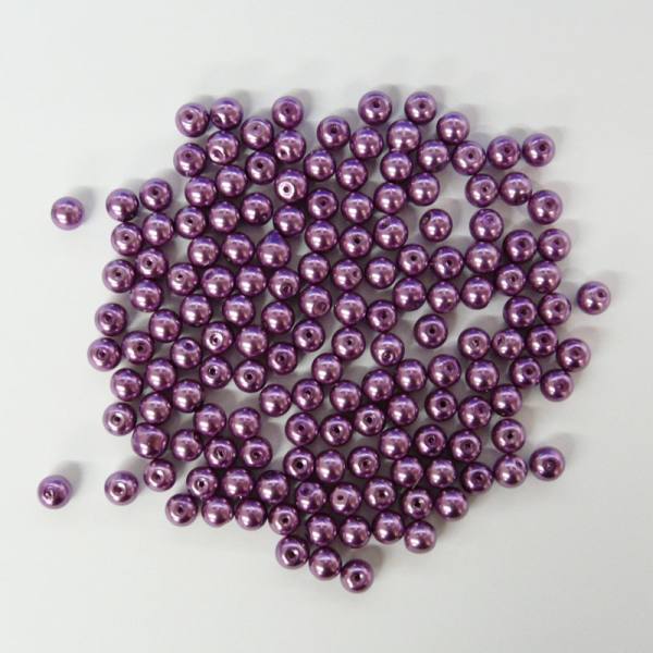 Glaswachsperlen 6 mm lila, 60 Stück, ca. 15 g