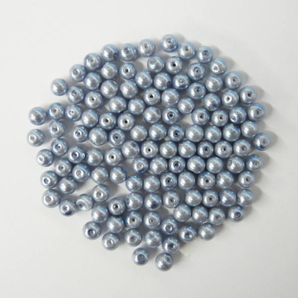 Glaswachsperlen 6 mm hellblau, 60 Stück, ca. 15 g