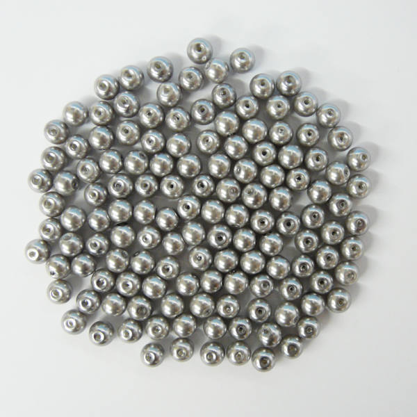 Glaswachsperlen 6 mm grau, 60 Stück, ca. 15 g