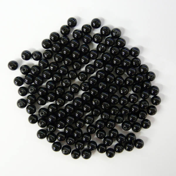 Glaswachsperlen 6 mm schwarz, 60 Stück