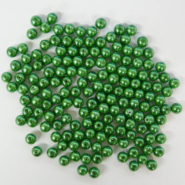 Glaswachsperlen 8 mm dunkelgrün, 50 Stück, ca. 30g