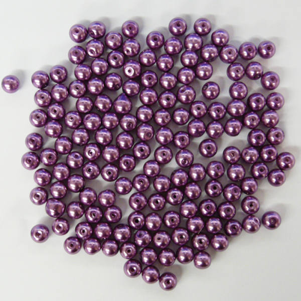 Glaswachsperlen 8 mm lila, 50 Stück, ca. 30 g