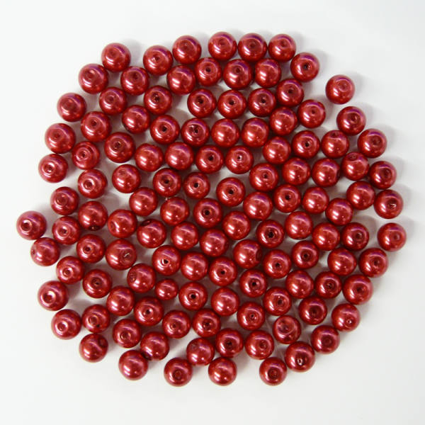Glaswachsperlen 8 mm rot, 50 Stück, ca. 30 g