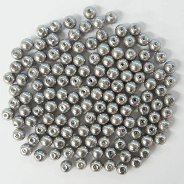 Glaswachsperlen 8 mm silber, 50 Stück, ca. 30 g