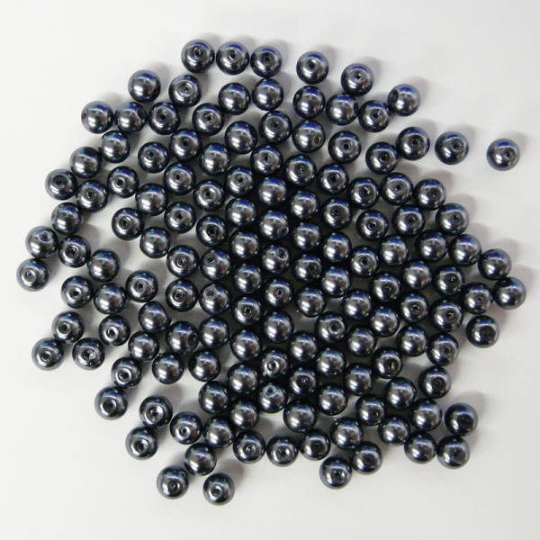 Glaswachsperlen 8 mm hämatit, 50 Stück, ca. 30 g