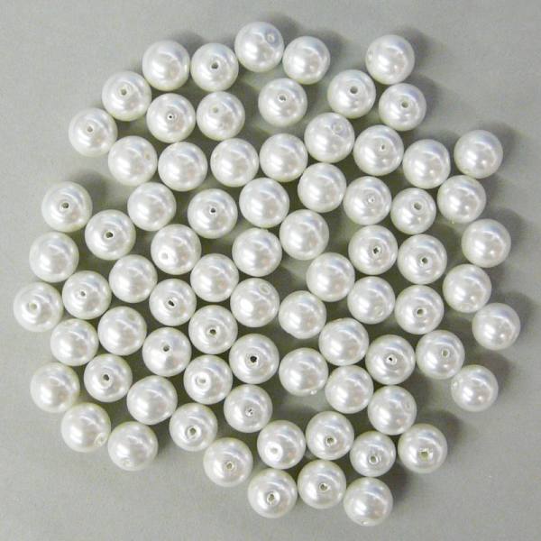 Glaswachsperlen 10 mm weiß, 30 Stück