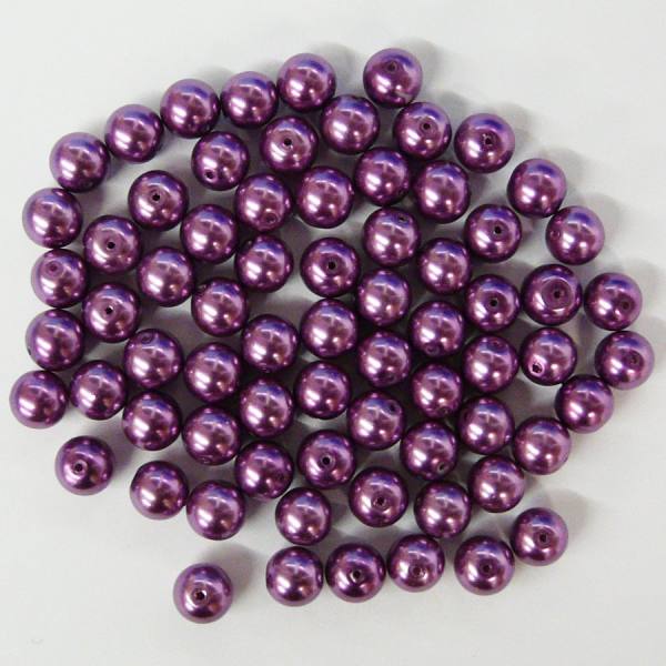 Glaswachsperlen 10 mm lila, 30 Stück