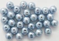 Glaswachsperlen 10 mm hellblau, 30 Stück