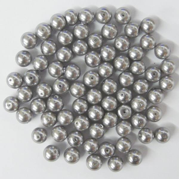 Glaswachsperlen 10 mm grau, 30 Stück