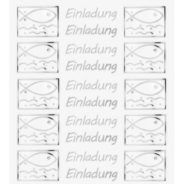 Hobby Design Sticker, Einladung Fisch silber