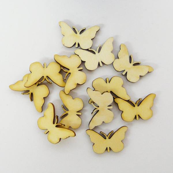 Schmetterlinge 12 Stück, Streuteile aus Holz, ca. 3 cm groß