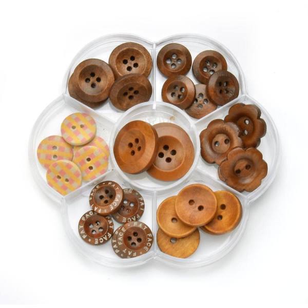 Knöpfemix braun, 33 Stück