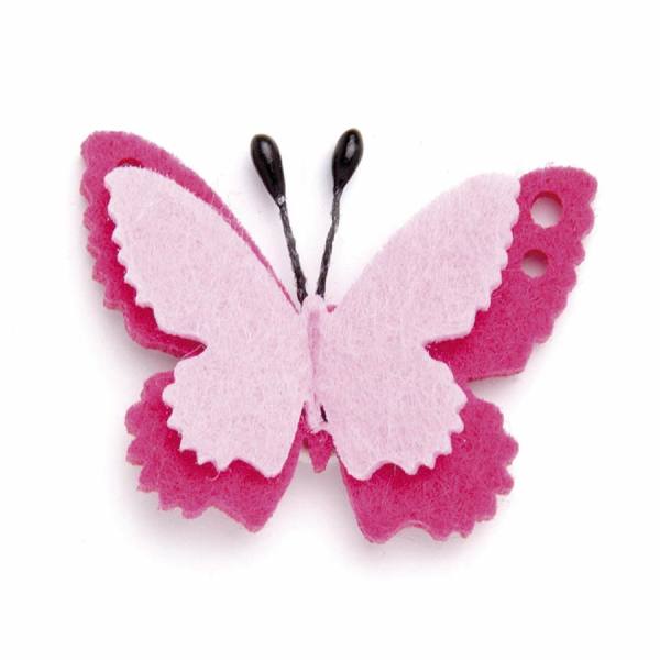 Filzschmetterling pink, 6 Stück, ca. 4x3 cm