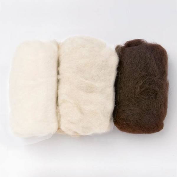 Schafwolle Mischpackung Naturmix, 30g Filzwolle