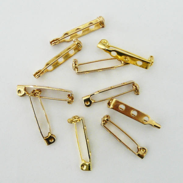 Broschennadeln 25mm Farbe gold 10 Stück messing Broschenadel