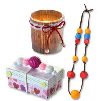 Kunstlederbänder Set, 4 farbige Spulen, je 1,5 m lang