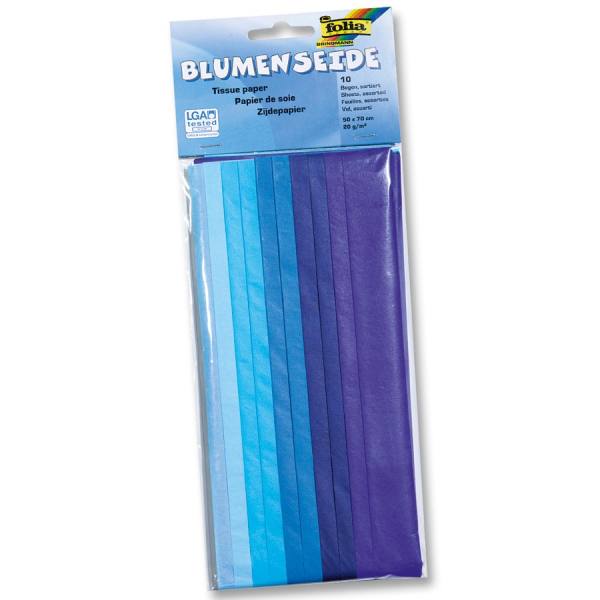Blumenseide Ton-in-Ton Mix, Blau – 50x70 Cm, Bastel- & Dekorationsstoff
