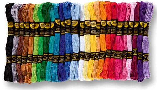 Stickgarn 52 Bündel, je 8 m, in 26 Farben