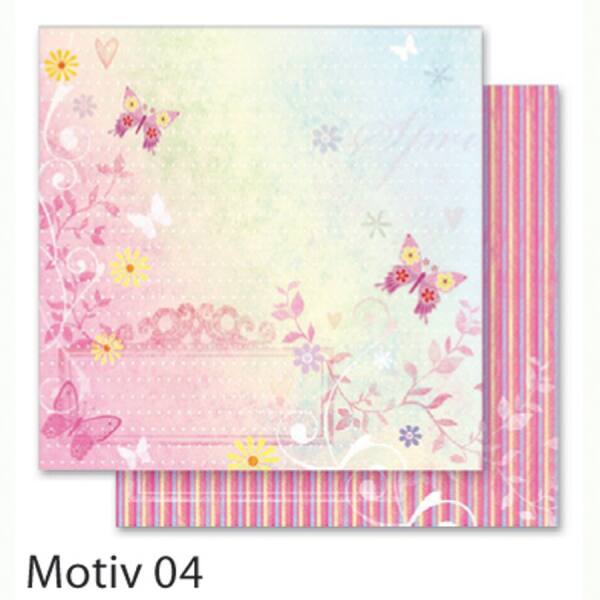 Designpapiere 190g/m², 30,5x30,5cm 5 Blatt, Romantik - Motiv 04