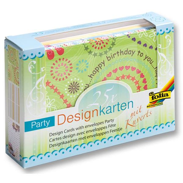 Designkarten mit Kuverts Party, 25 Karten mit Kuverts