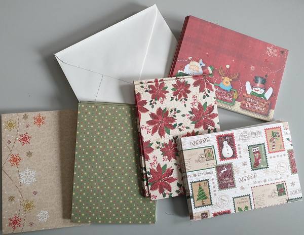 Designkarten mit Kuverts Weihnachten, 25 Karten mit Kuverts Weihnachtskarten
