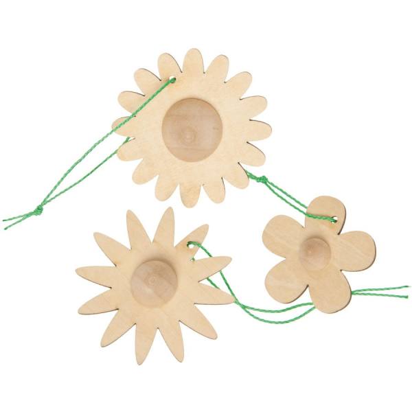 Holzanhänger Blümchen Set mit 3 Stk.Holzblumen