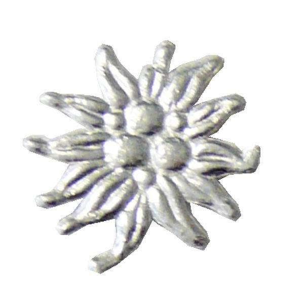 Edelweiss Blumen silber aus Alupapier 25 Stück, je 2,5 cm groß