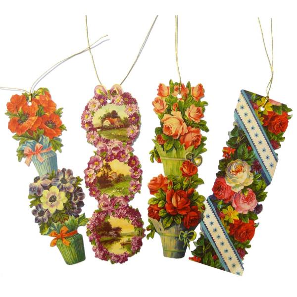 Lesezeichen 12 Stück mit 4 Blumenmustern Poesiebilder
