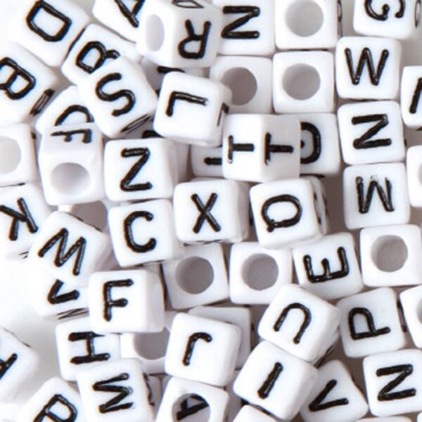 RubberLoops Perlen Buchstaben weiß, 100 Stück