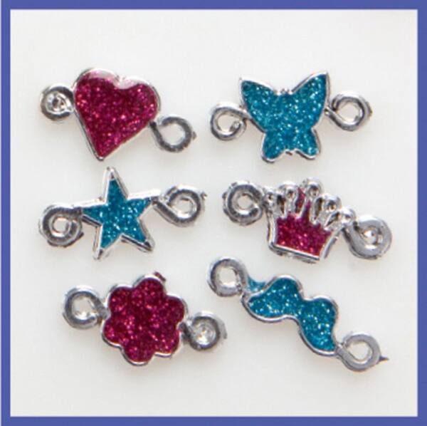 RubberLoops Charms Sparkle Glitzer, 6 Stück