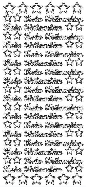 Konturensticker Frohe Weihnachten, silber 1 Blatt Sticker Weihnachten