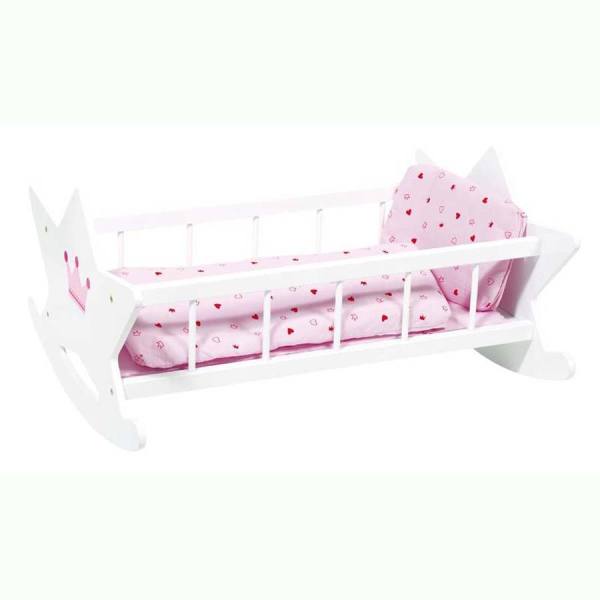 Puppenwiege weiß, mit Bettbezug, Puppenbett