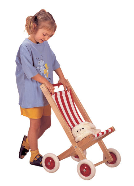 Puppen Buggy rot-weiß Puppenwagen ca. 40 x 34 x 60 cm