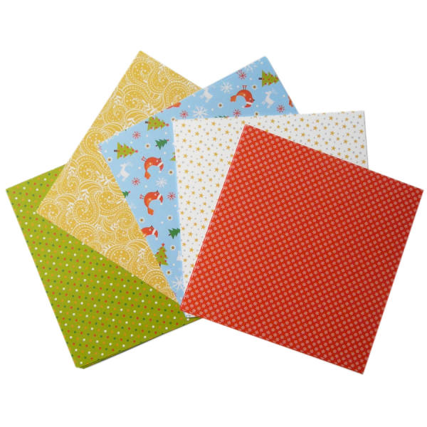 Faltblätter Weihnachten 20x20 cm, 50 Blatt in 5 Motiven