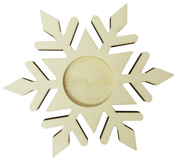 Teelichthalter Schneeflocke aus Holz, Ø 12,5 cm, 8 mm dick