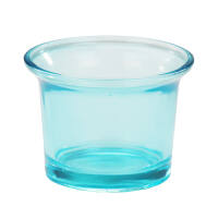Teelichtglas eisblau, ca. 6 x 4,5 cm