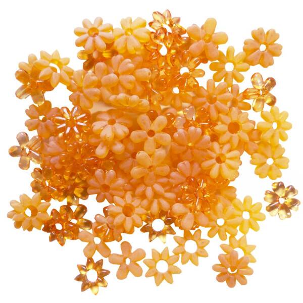 Acrylblüten 20 mm sortiert, orange, Dose mit ca. 60 Stück