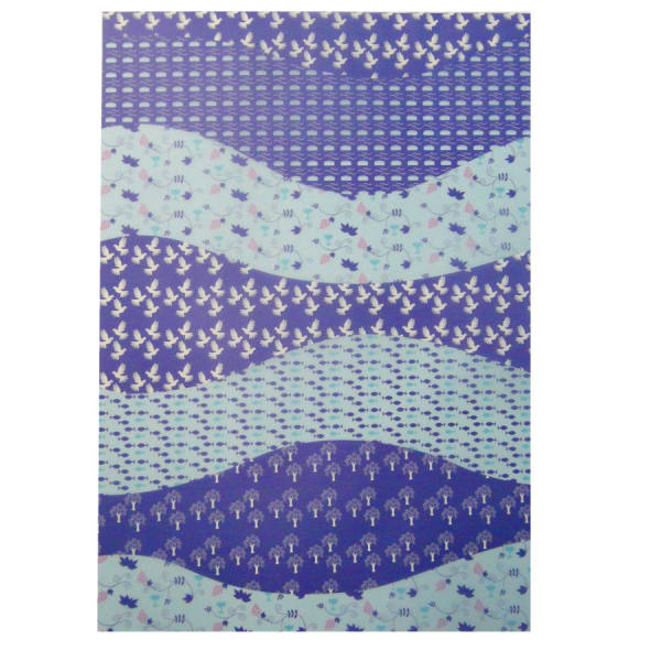 Transparentpapier Wellen blau, 115g/m², DIN A4, 5 Blatt