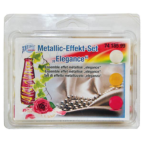 Bastelfarbe, Metallicfarbe Metalliceffekt Set je 30ml pearl, pink, gold