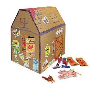 Kartonhaus mit Klebebildern Größe ca. 79x59x6 cm