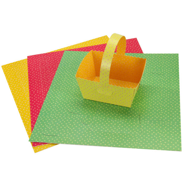 Geschenkkörbchen mit Tulpenmotiv, 10 Stück Osterkorb je ca. 12x14cm