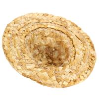 Strohhut 5 cm natur hell, 2 Stück Miniatur