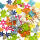 Holzfiguren Frühling, Streuteile,50 Stück in 5 Farben, 10 Motive