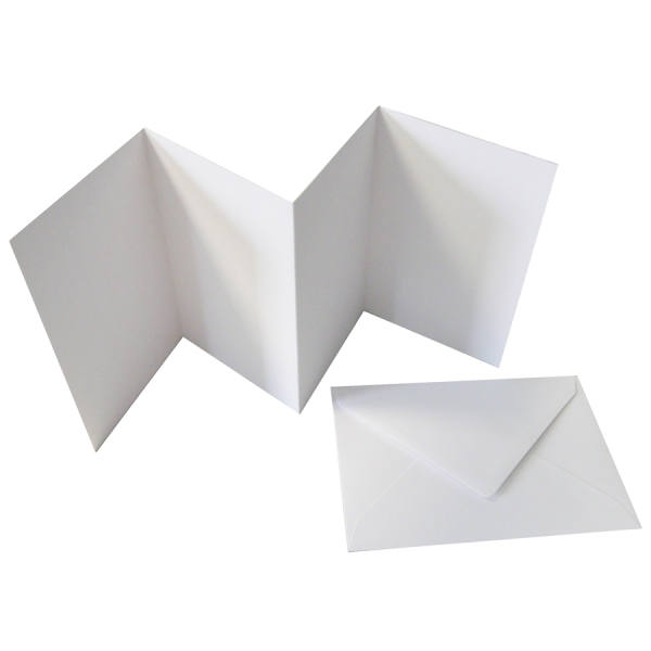 Leporellokarten weiß, 10,5 x 15 cm, 300 g/m²