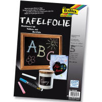 Tafelfolie Set, 1 Rolle mit 10 Farbkreiden, 45 cm x 2 m