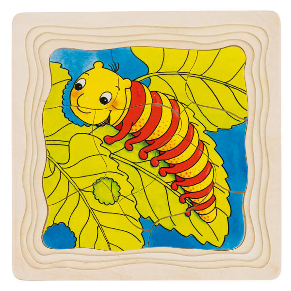 Schichtenpuzzle Raupe 4 Schichten, 44 Teile aus Holz