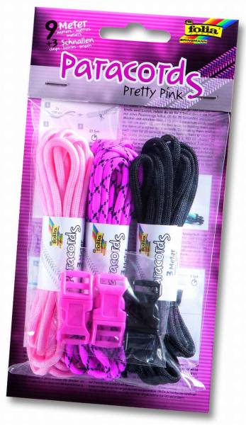 Paracords Pretty Pink, 3 Schnüre x 3m, 3Verschlüsse
