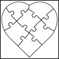 Puzzle Herz,aus Vollpappe zum Gestalten, je 15x15 cm Set mait 6 Stück