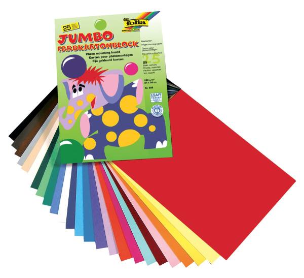 Jumbo Farbkartonblock, 25 Blatt, 25 Farben, 24 x 34 cm Fotokartonblock